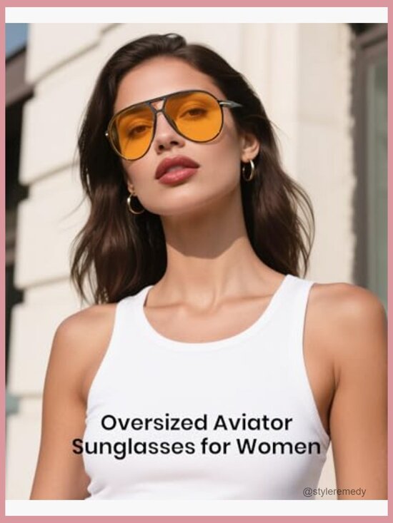 Oversized Aviator Sunglasses with UV400 Protection, Lightweight Frame main image 5